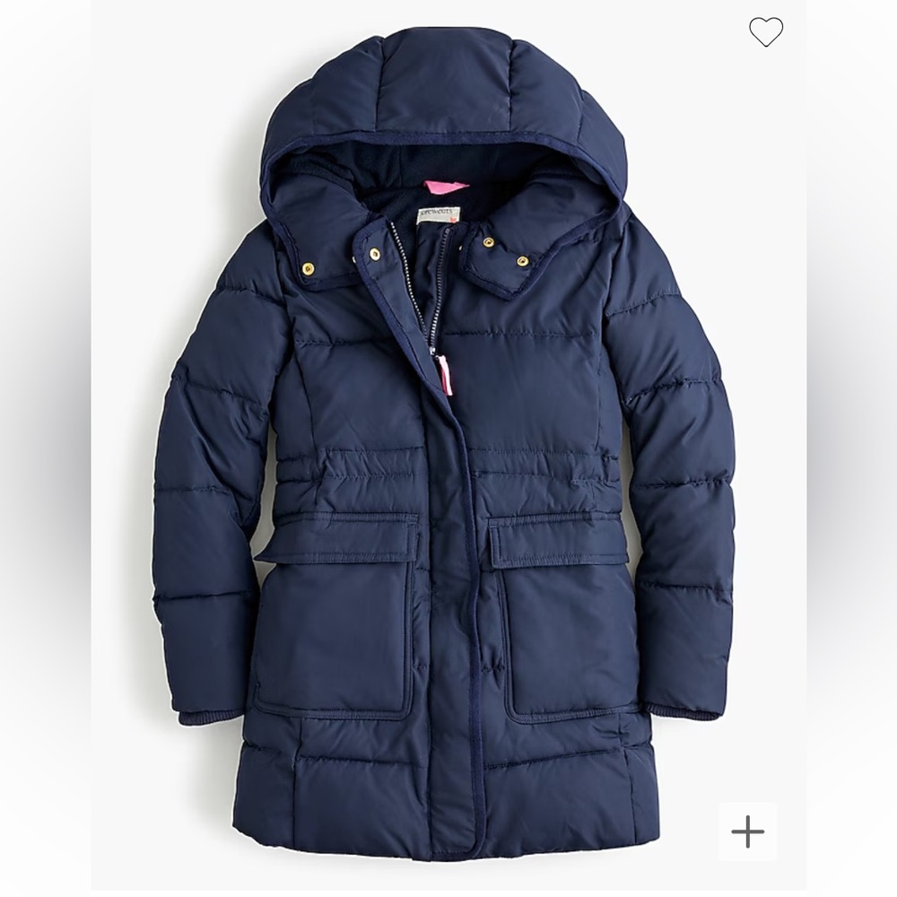 J Crew Crewcuts Girls Size 14 Navy Blue Hooded Parka